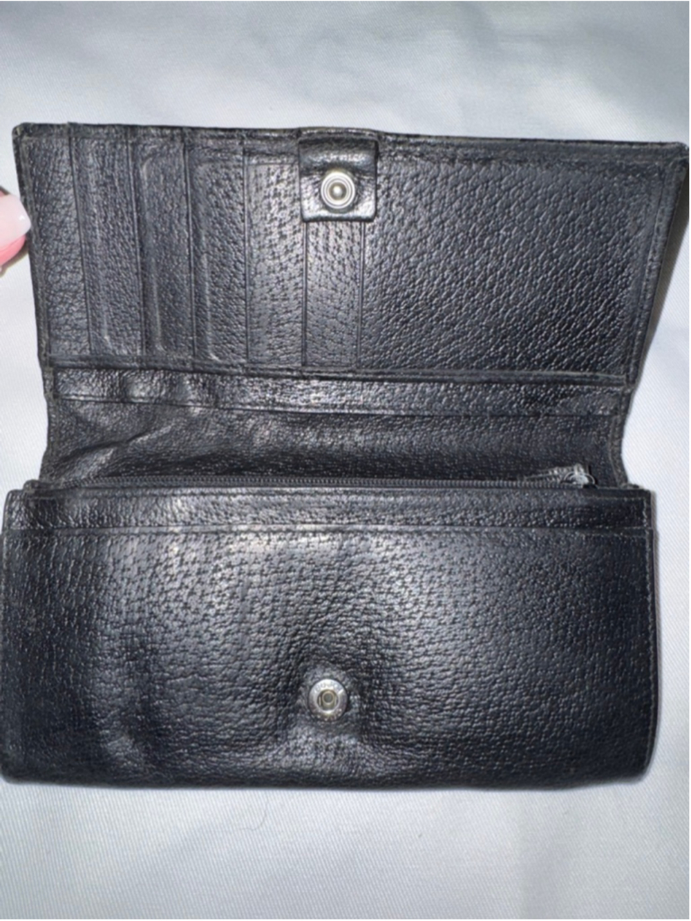 Gucci Black GG Canvas Wallet Bifold Long Wallet Monogram Leather Trim - Picture 4 of 9